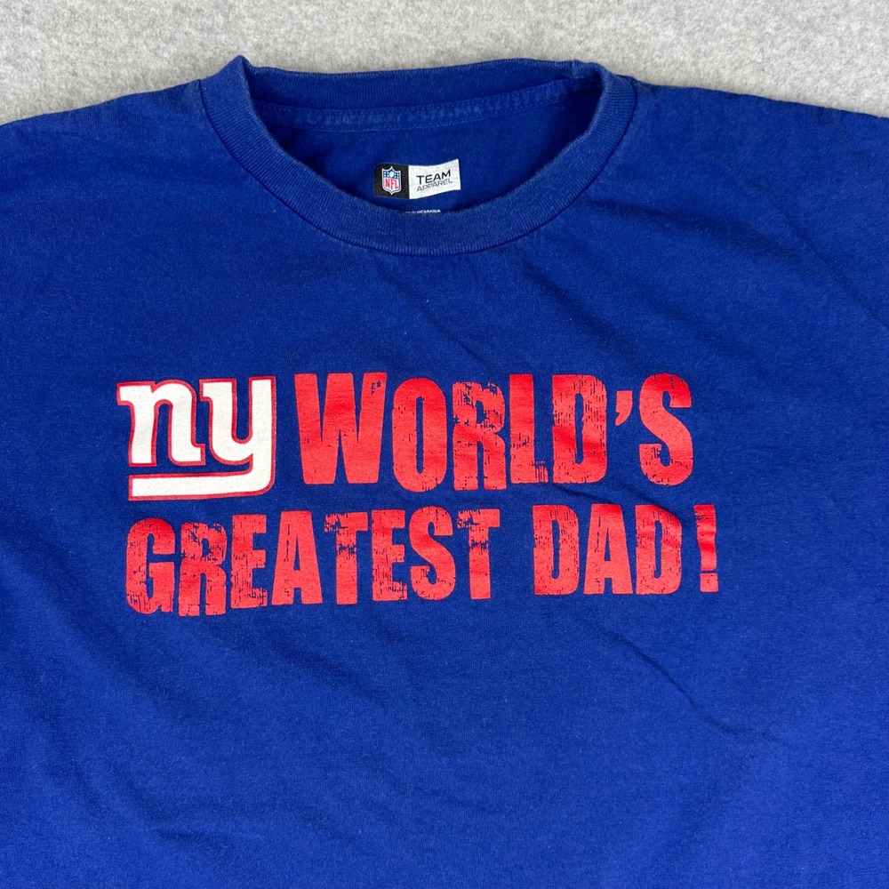 NFL Team Apparel New York Giants Worlds Greatest Dad T-Shirt Blue XL Cotton - Picture 5 of 8